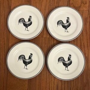 Set of 4 Ciroa Simple Serve Rooster Chicken 6" Dessert Bread Appetizer Plates